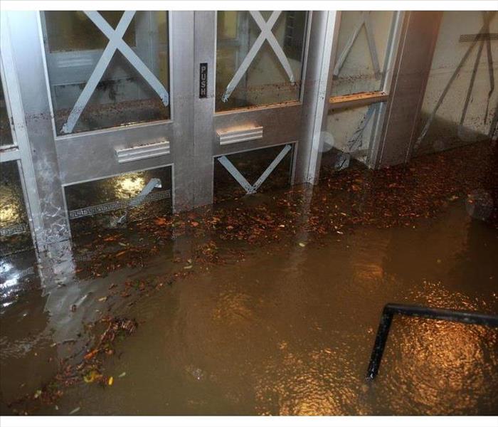 Flooded building entrance